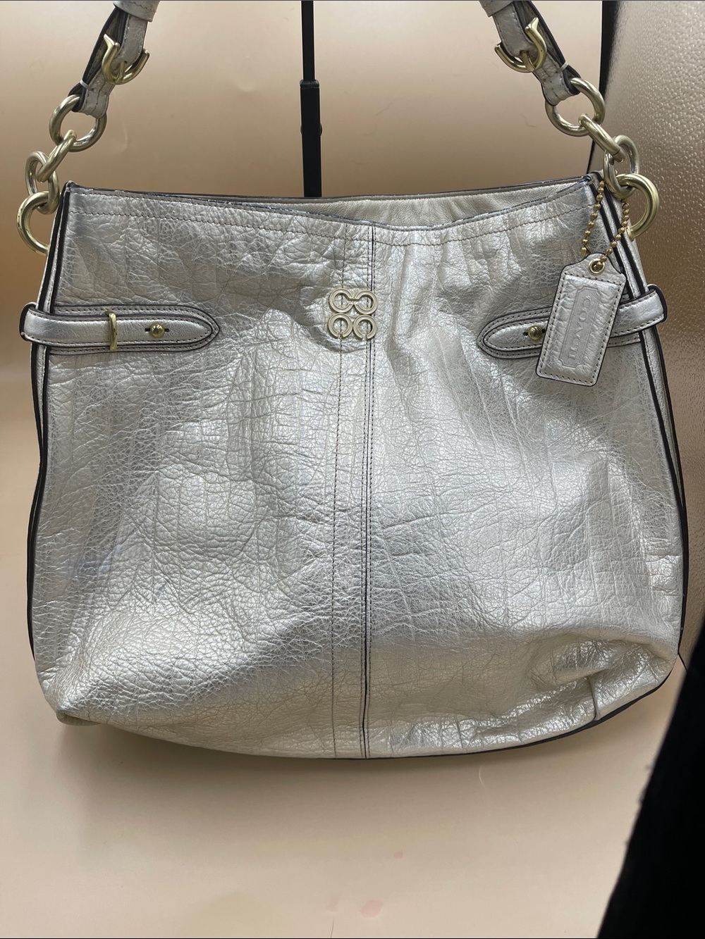 Coach Collette Metallic Gold Leather Hobo Bag